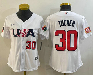 Womens USA Baseball #30 Kyle Tucker Number 2023 White World Classic Stitched Jerseys->2023 world baseball classic->MLB Jersey